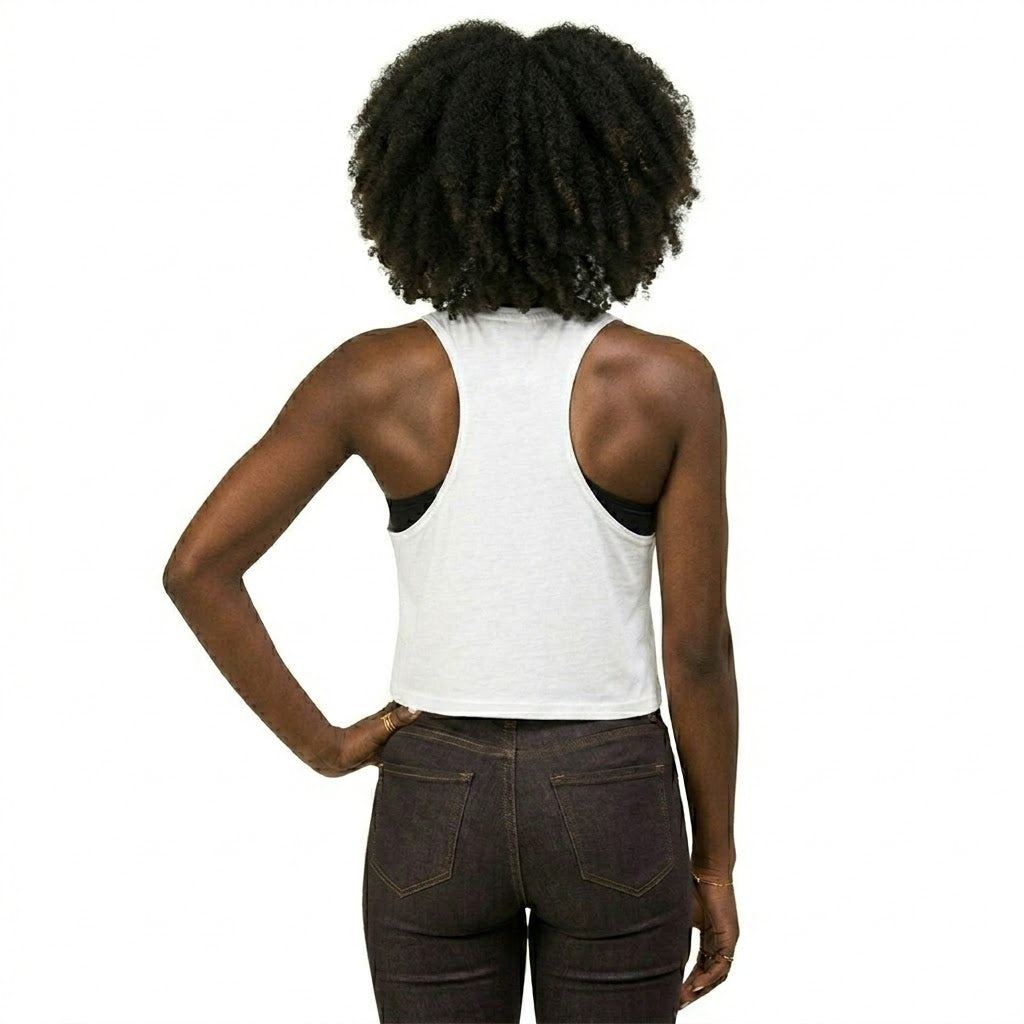 Exxtra Animated Racerback Women's Crop Top - White